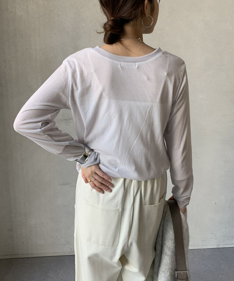  「【柔らかい着心地】袖シアーリブTEE」|Tシャツ・カットソー|