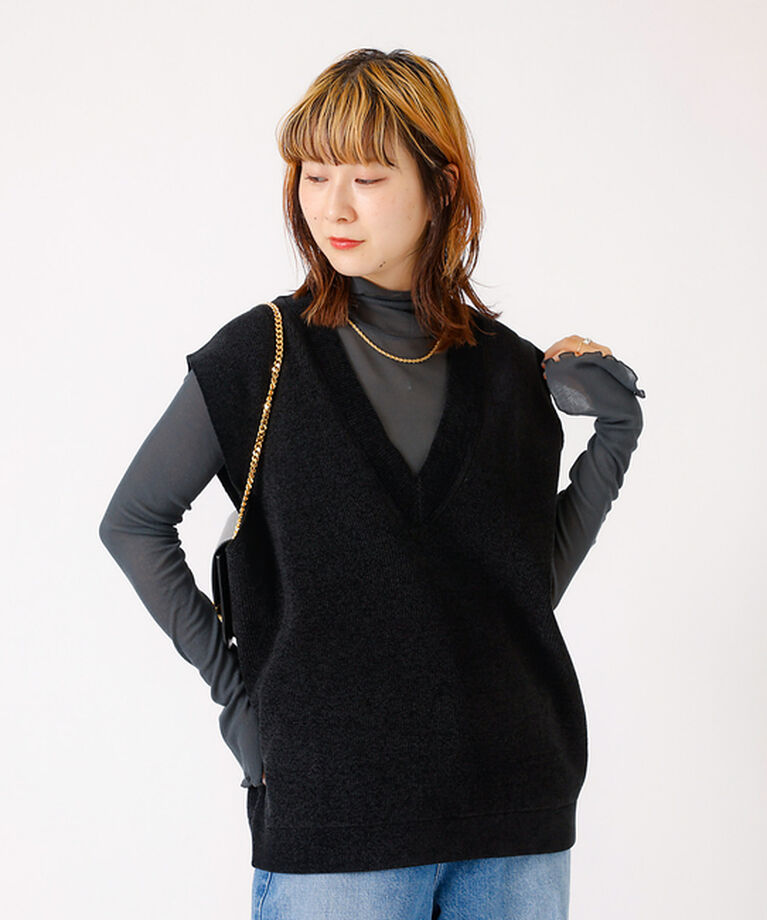 Rouge vif「モールニット片畔ベスト」|ベスト・ジレ|