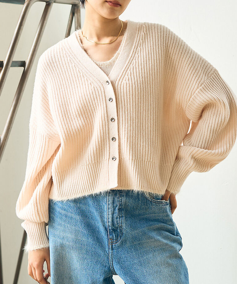 Rouge vif「【２点セット】ウール混フェザーラインアンサブルニット」|ニット・セーター|ピンク