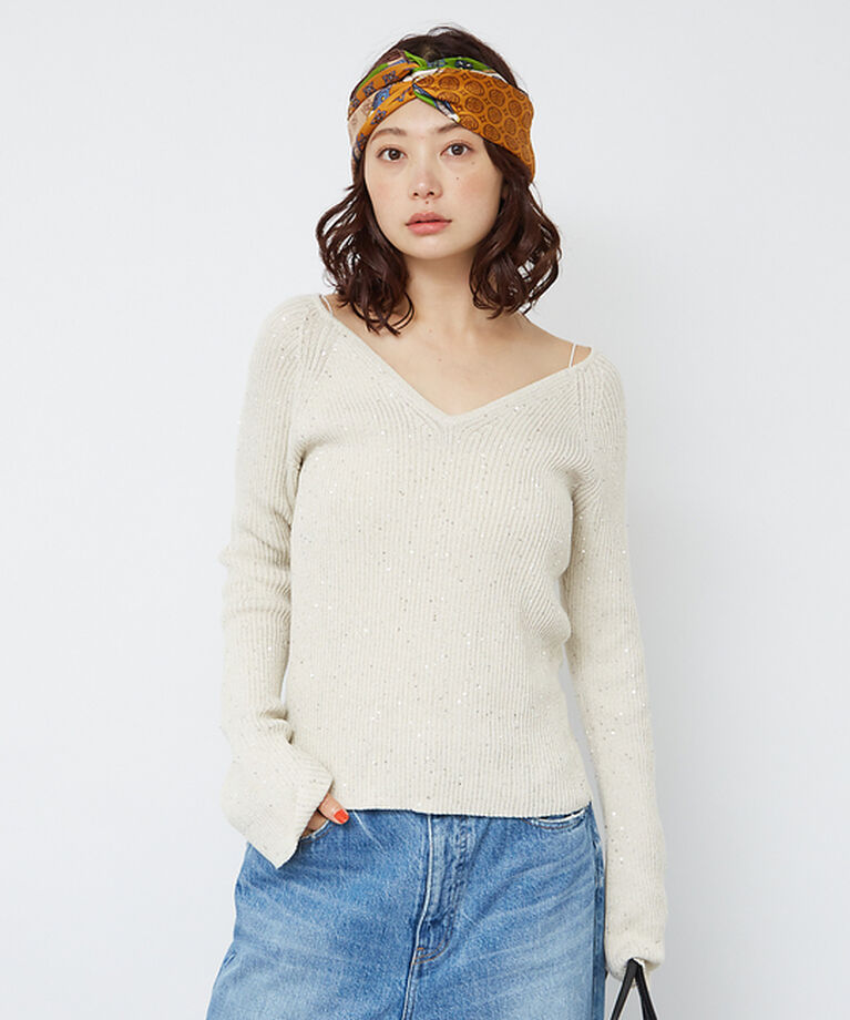 Rouge vif「2WAYスパンコールラメリブニット」|ニット・セーター|