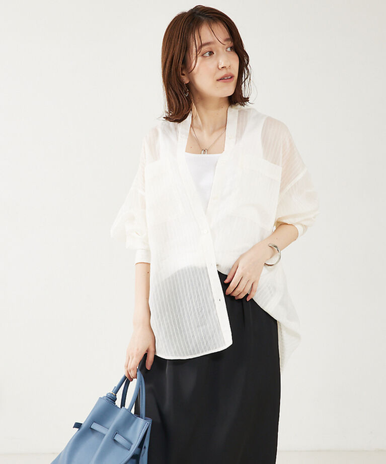abahouse mavie「シアーオーバーシャツ」|シャツ・ブラウス|