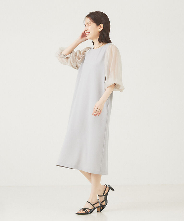 abahouse mavie「【エニデイカセット】シアー袖切替ワンピース」|ワンピース|