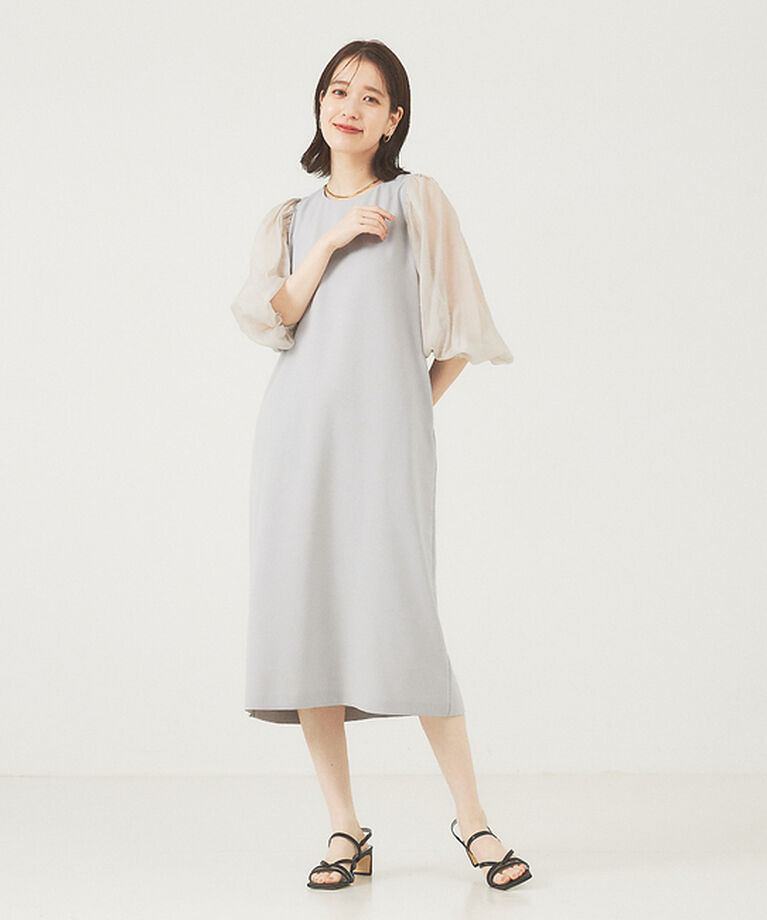 abahouse mavie「【エニデイカセット】シアー袖切替ワンピース」|ワンピース|