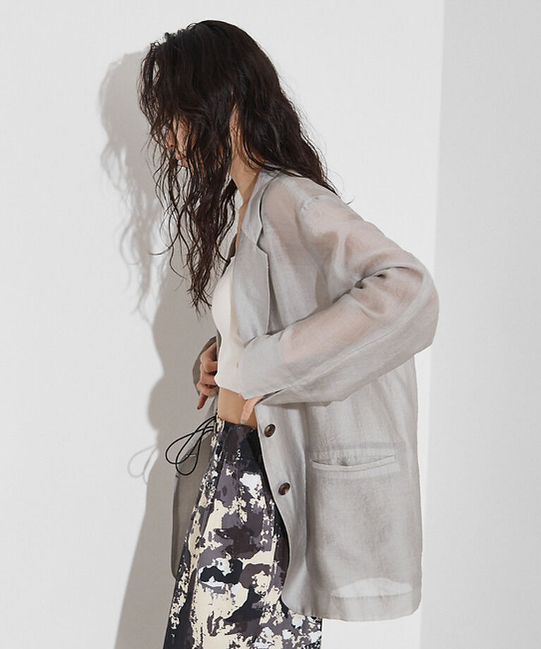 NOMINE「シルキー シアー バックスリット ジャケット」|その他|グレージュ