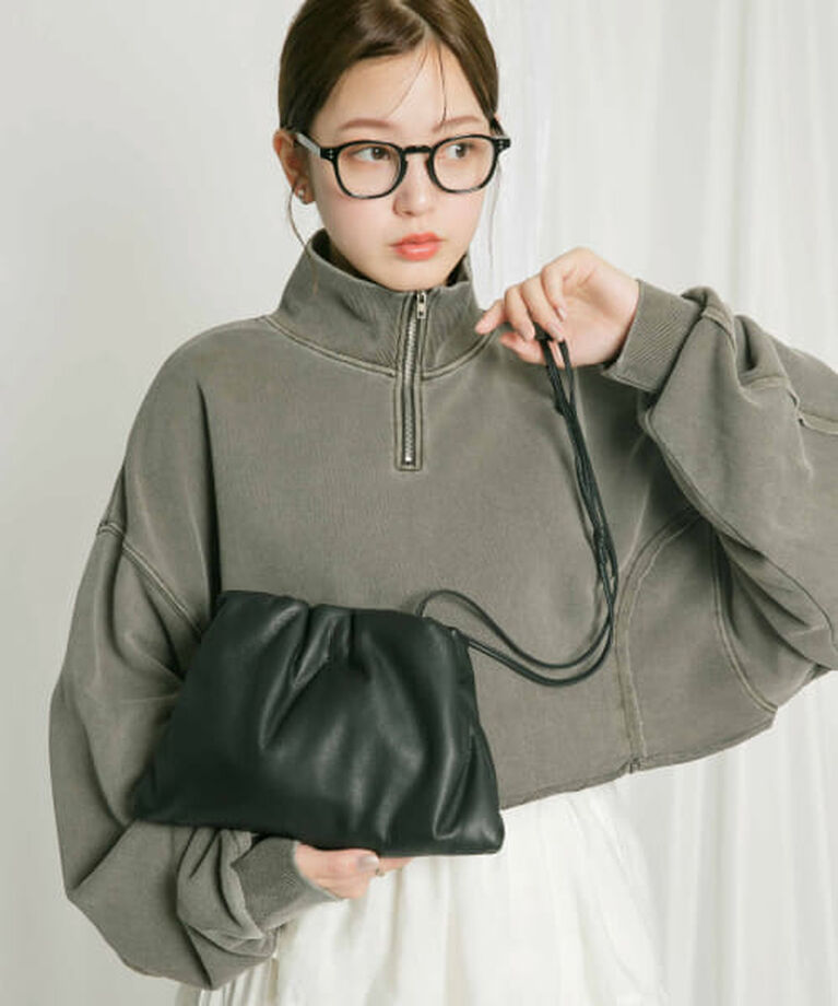  「KBF ボールチェーンギャザーBAG」|ハンドバッグ|BLACK