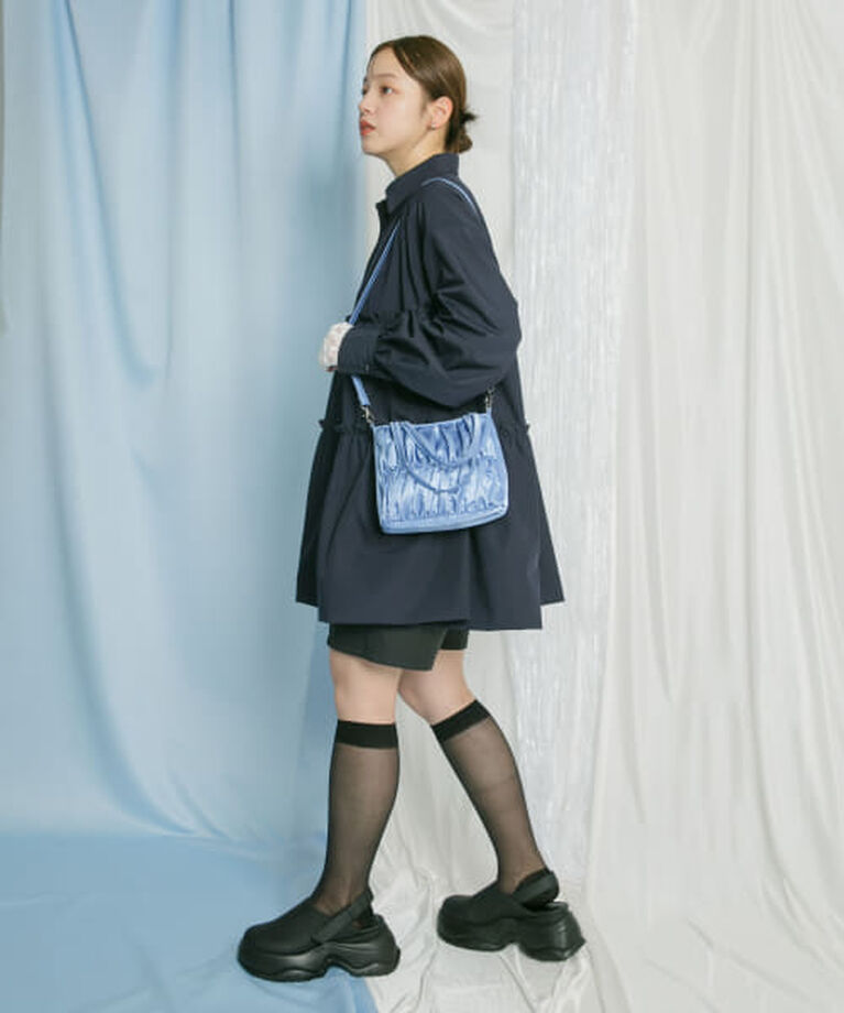  「KBF サテンギャザーハンドBAG」|ハンドバッグ|