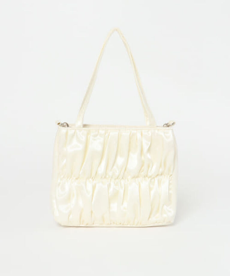  「KBF サテンギャザーハンドBAG」|ハンドバッグ|