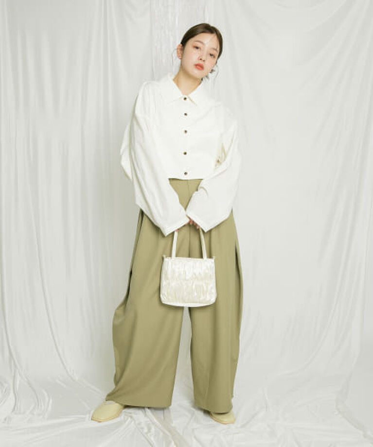  「KBF サテンギャザーハンドBAG」|ハンドバッグ|