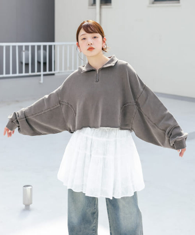  「KBF ハーフZIPリメイクスウェット」|スウェット・ジャージ|BROWN