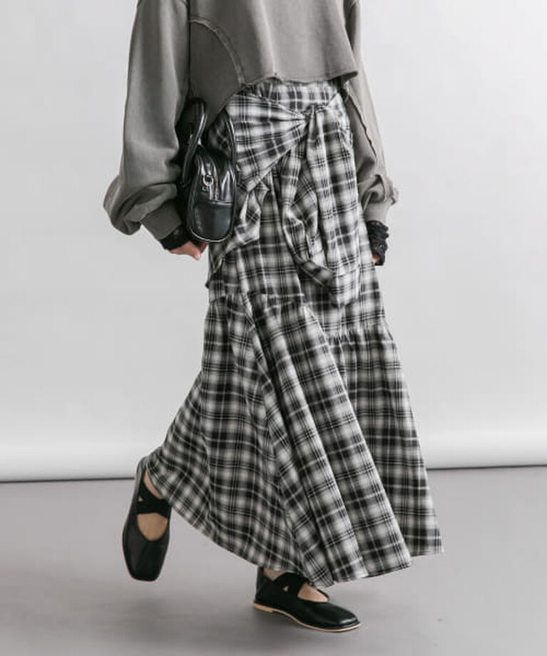  「KBF スリーブノットチェックスカート」|スカート|OFF×BLACK