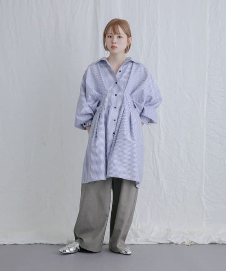  「KBF ストライプウエストタックミニワンピース」|ワンピース|BLUE