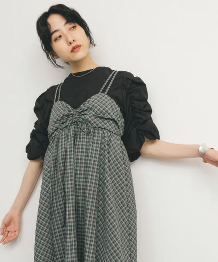  「KBF ドロストチェックキャミワンピース」|ワンピース|