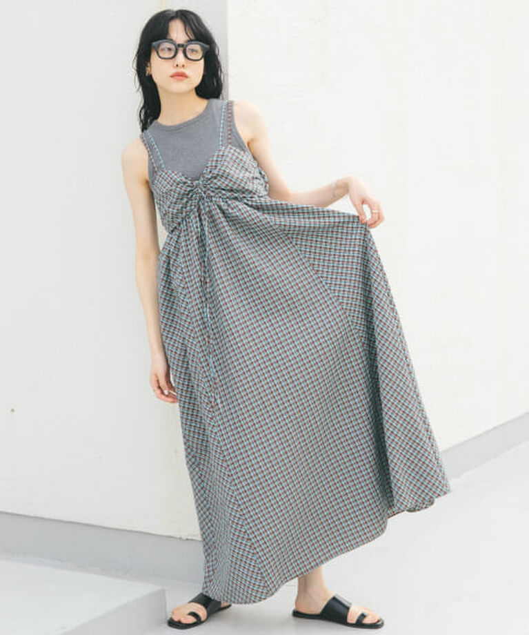  「KBF ドロストチェックキャミワンピース」|ワンピース|BLUECHECK