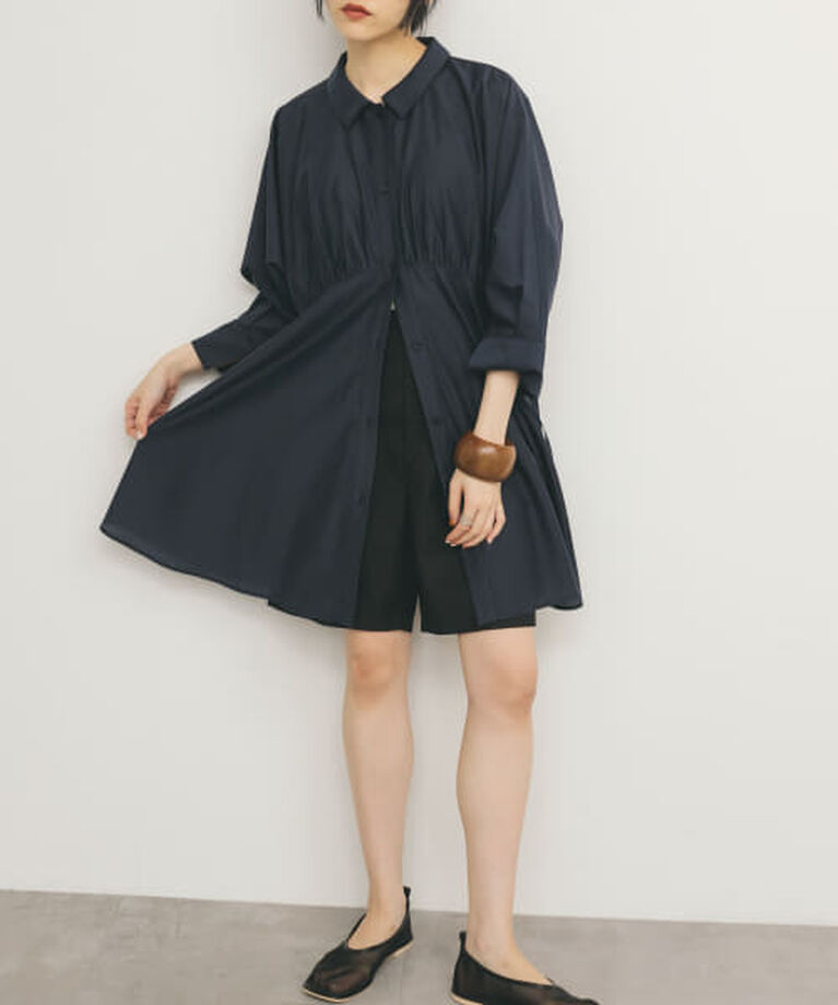  「KBF カーブギャザーミニワンピース」|ワンピース|NAVY