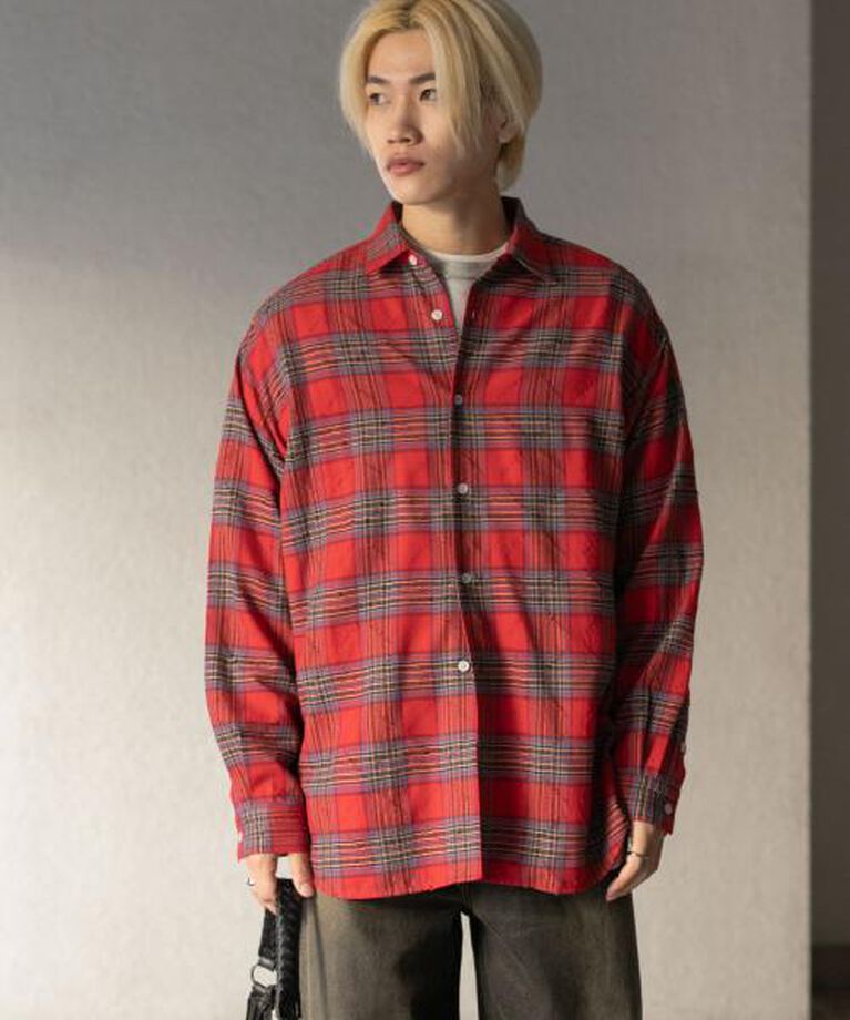 SENSE OF PLACE by URBAN RESEARCH「SENSE OF PLACE ダメージチェックルーズシャツ」|シャツ・ブラウス|