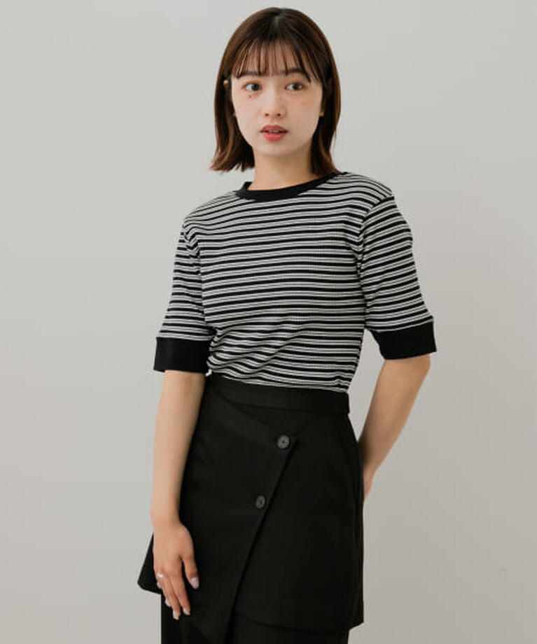 SENSE OF PLACE by URBAN RESEARCH「SENSE OF PLACE 『一部WEB限定カラー』クルーネックリンガーボーダーTシャツ(5分袖)」|Tシャツ・カットソー|