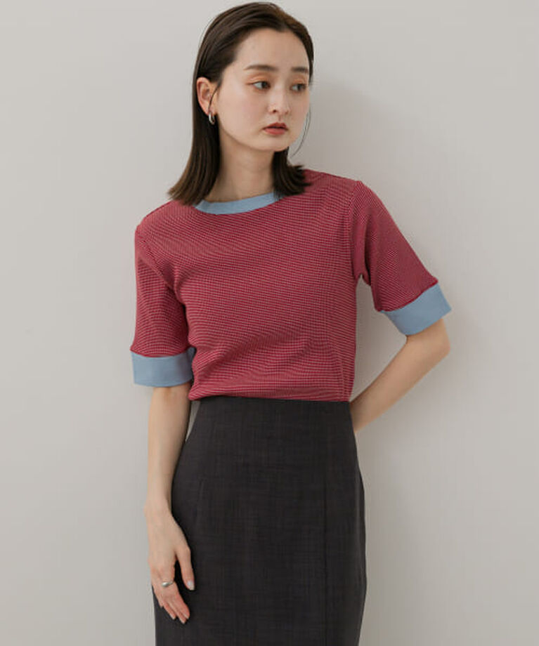 SENSE OF PLACE by URBAN RESEARCH「SENSE OF PLACE 『一部WEB限定カラー』クルーネックリンガーボーダーTシャツ(5分袖)」|Tシャツ・カットソー|