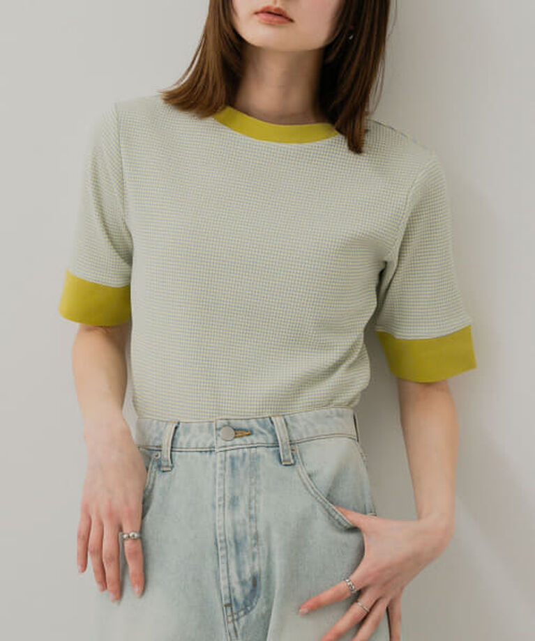SENSE OF PLACE by URBAN RESEARCH「SENSE OF PLACE 『一部WEB限定カラー』クルーネックリンガーボーダーTシャツ(5分袖)」|Tシャツ・カットソー|YEL×BLU