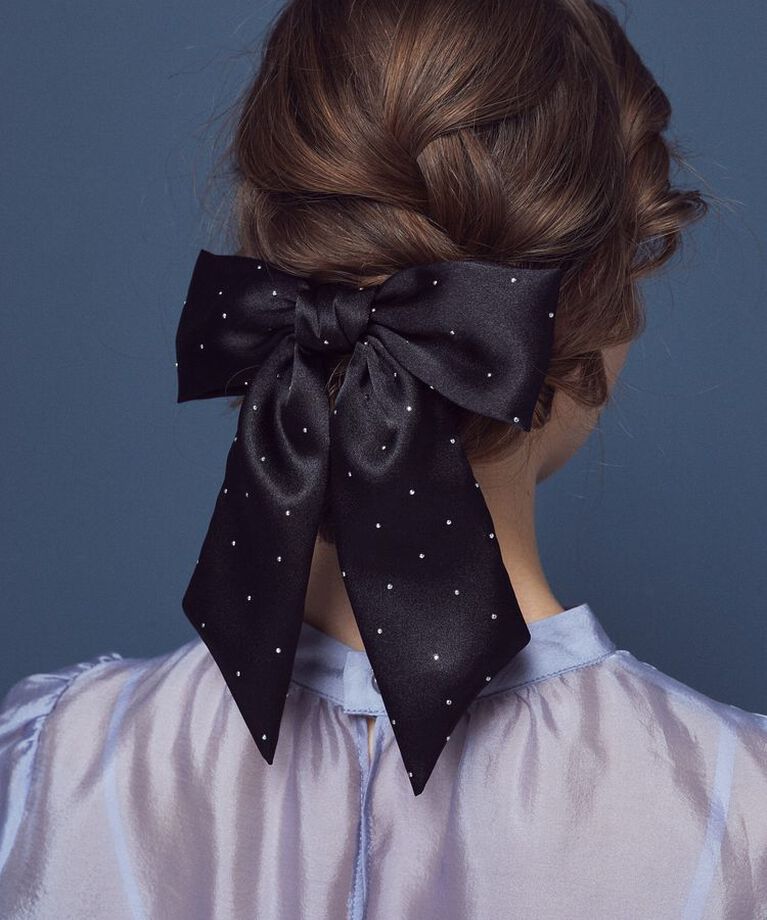 Maison de FLEUR「ランダムビジューリボンバレッタ」|その他|ブラック