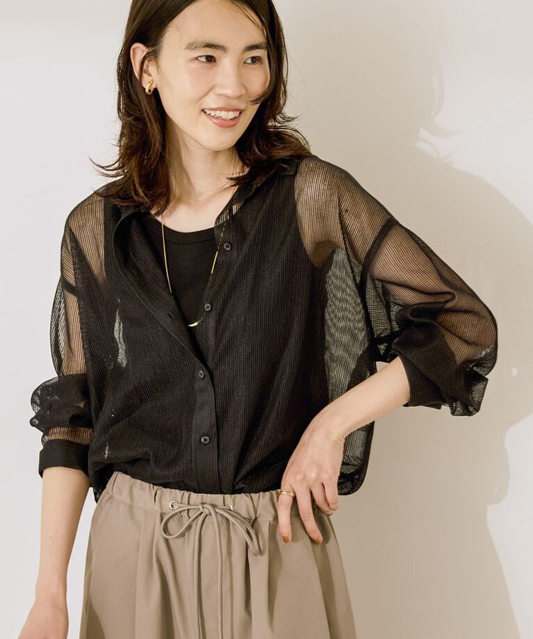 AMERICAN HOLIC「メッシュ長袖シャツ【WEB限定カラー有り】」|シャツ・ブラウス|Black