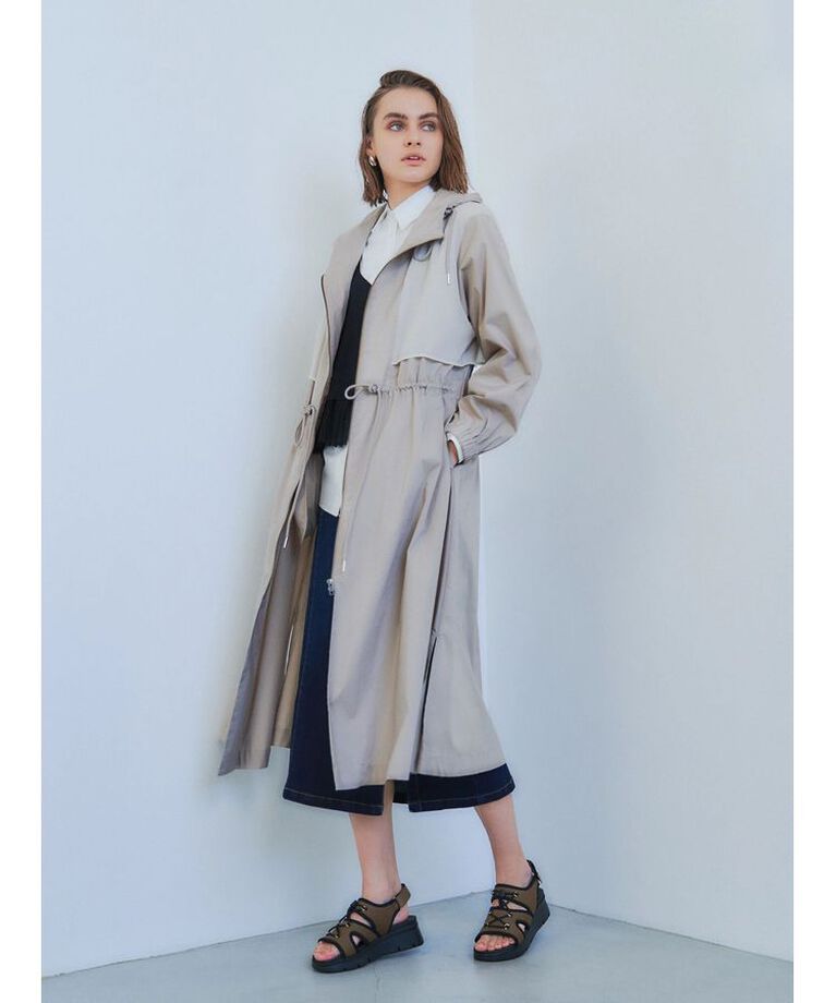 Editt by YECCA VECCA「シアーMIXロングZIPコート」|その他|Beige