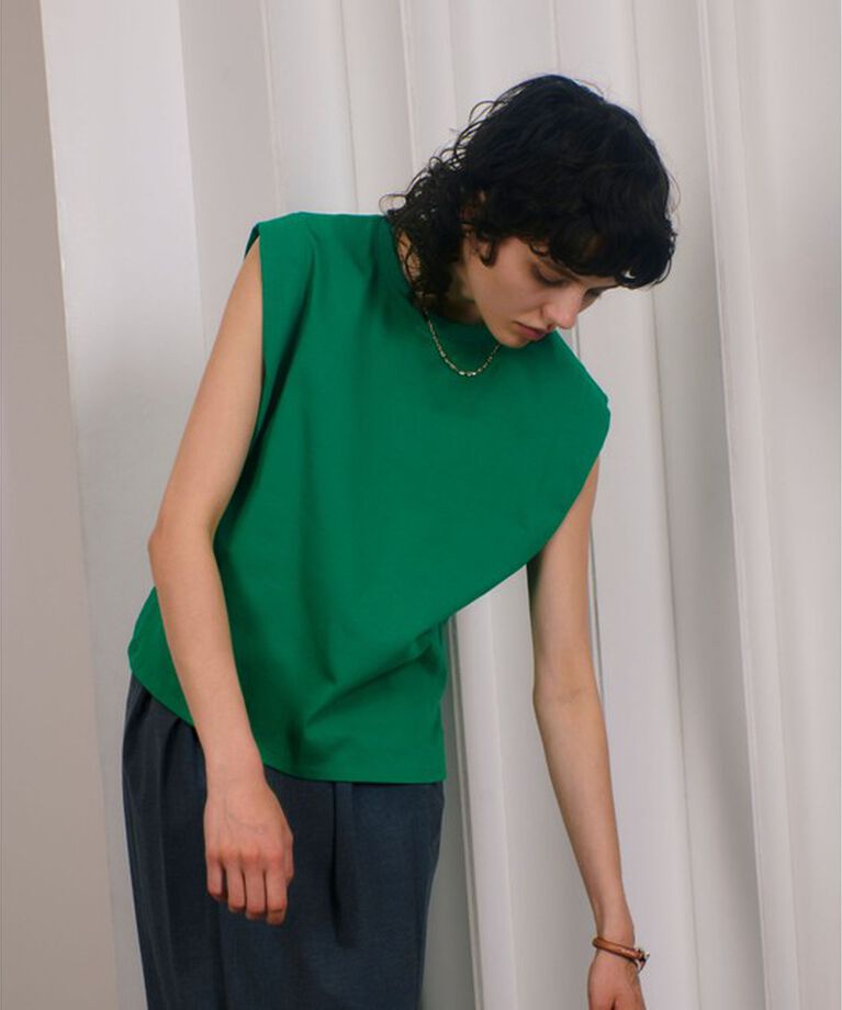 allureville「強撚天竺タックトップス」|Tシャツ・カットソー|グリーン