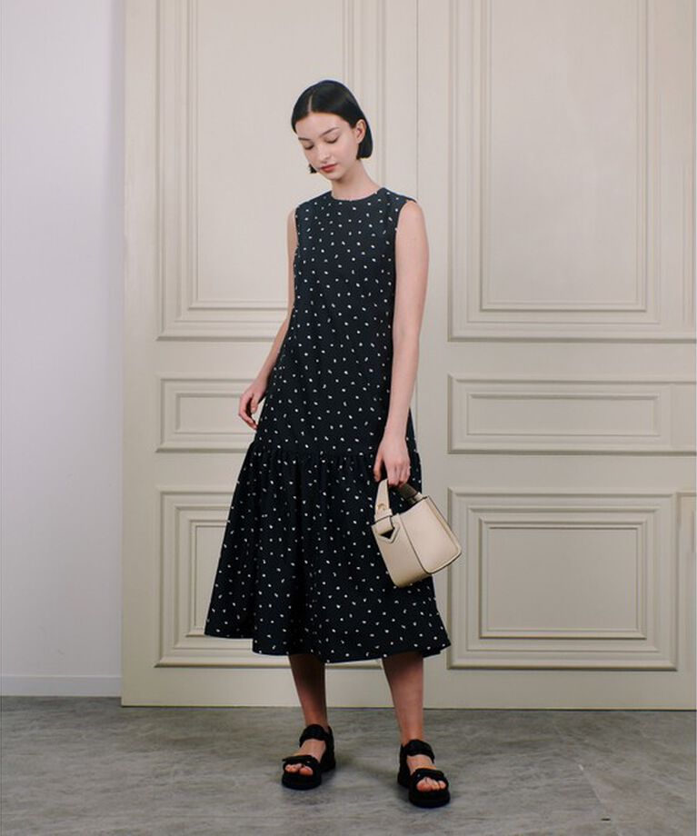 LOULOU WILLOUGHBY「【LOULOU WILLOUGHBY】キカドットノースリワンピース」|ワンピース|ブラック系