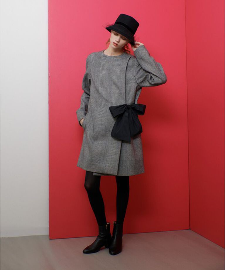 LOULOU WILLOUGHBY「【LOULOU WILLOUGHBY】リバーチェックコートワンピース」|ノーカラーコート|
