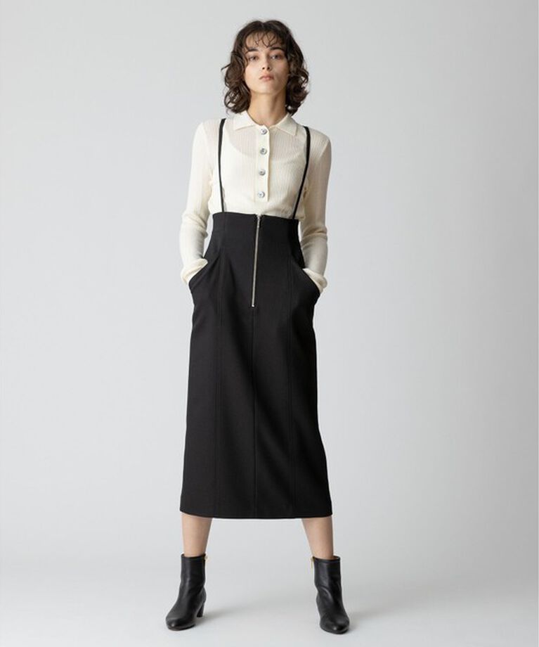 allureville「フロントジップサスペンダースカート」|ジャンパースカート|