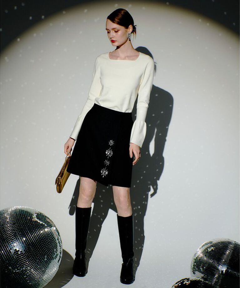LOULOU WILLOUGHBY「【LOULOU WILLOUGHBY】スクエアネック袖フレアプルオーバー」|ニット・セーター|