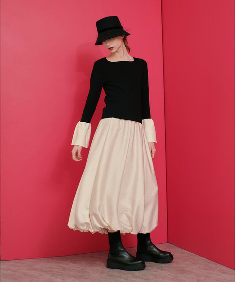 LOULOU WILLOUGHBY「【LOULOU WILLOUGHBY】スクエアネック袖フレアプルオーバー」|ニット・セーター|