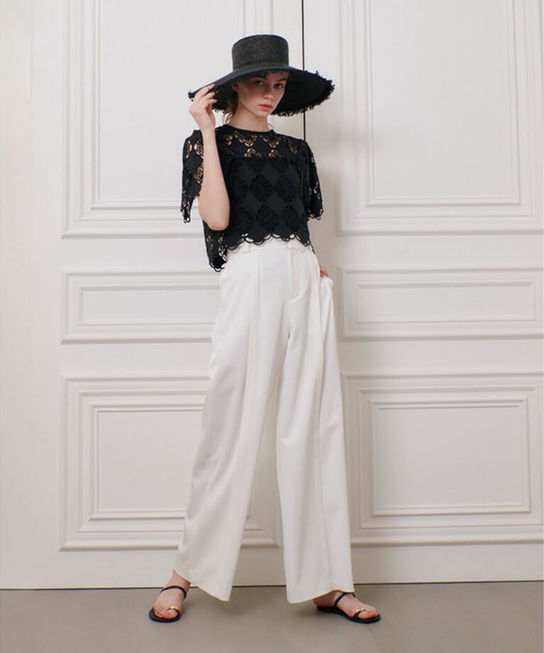 LOULOU WILLOUGHBY「【LOULOU WILLOUGHBY】タフタシシュウフレアスリーブブラウス」|シャツ・ブラウス|