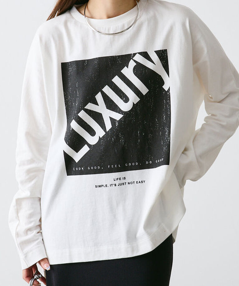  「【ふわもこ】WEB限定カラーあり / LUXURYプリントロンT」|Tシャツ・カットソー|オフホワイト