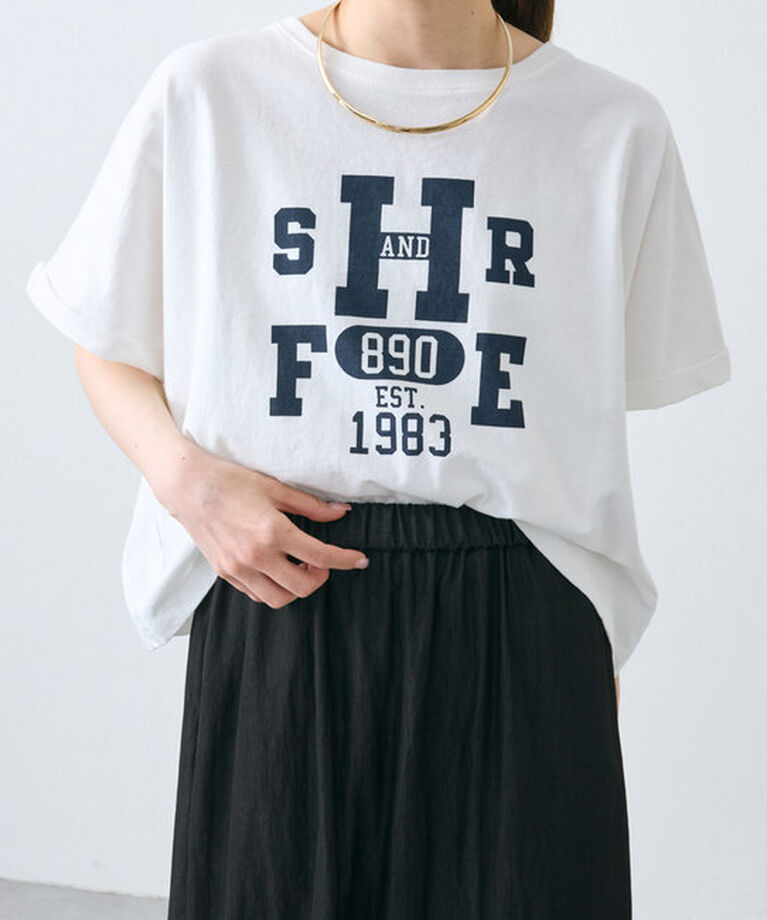  「カレッジロゴショートTシャツ」|プルオーバー|オフホワイト