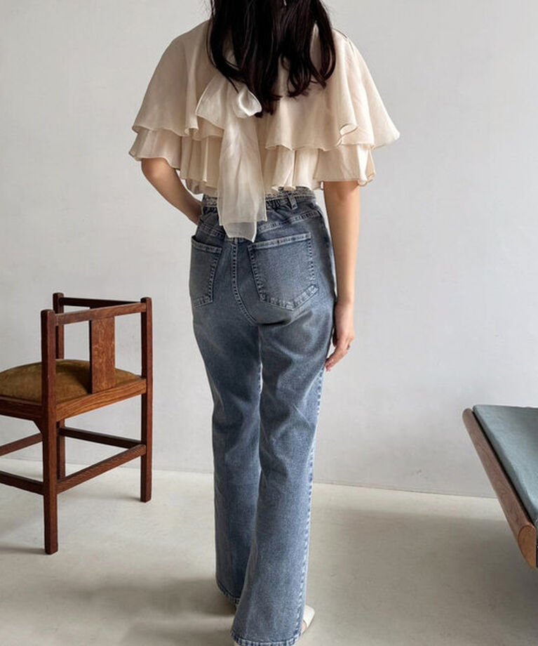  「【S、Mサイズ展開】アソートレースデザイン美脚ストレッチデニムパンツ」|その他|