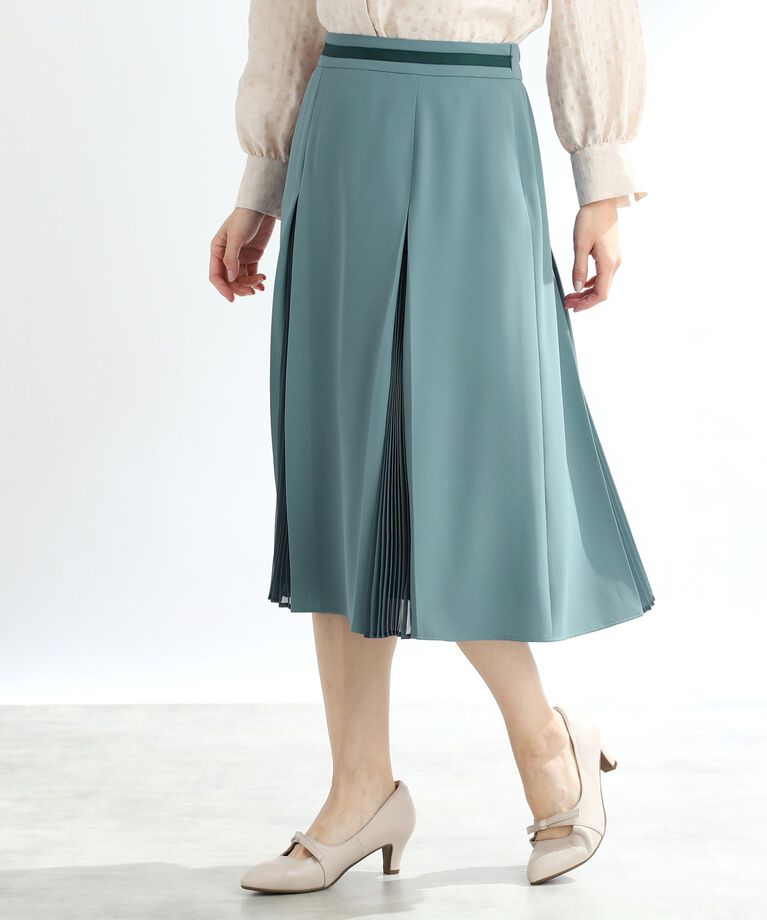 Reflect「【春SALE／手洗い可】シフォンプリーツドッキングスカート」|スカート|