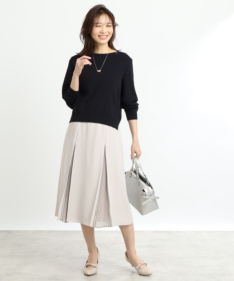 Reflect「【春SALE／手洗い可】シフォンプリーツドッキングスカート」|スカート|