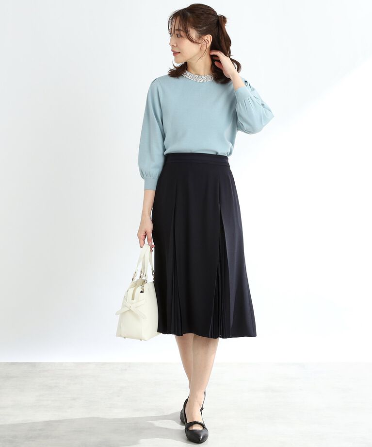 Reflect「【春SALE／手洗い可】シフォンプリーツドッキングスカート」|スカート|