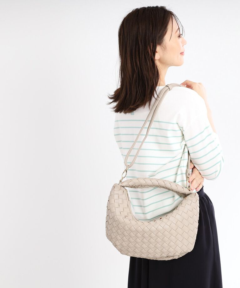 Reflect「【ショルダー付き／長財布も入る！】レザー調メッシュバッグ」|ハンドバッグ|