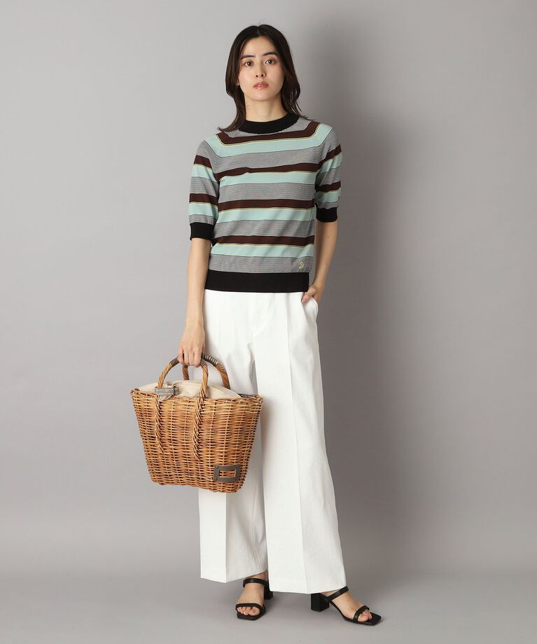 DRESSTERIOR「【洗える】マルチボーダーハーフスリーブニット」|ニット・セーター|