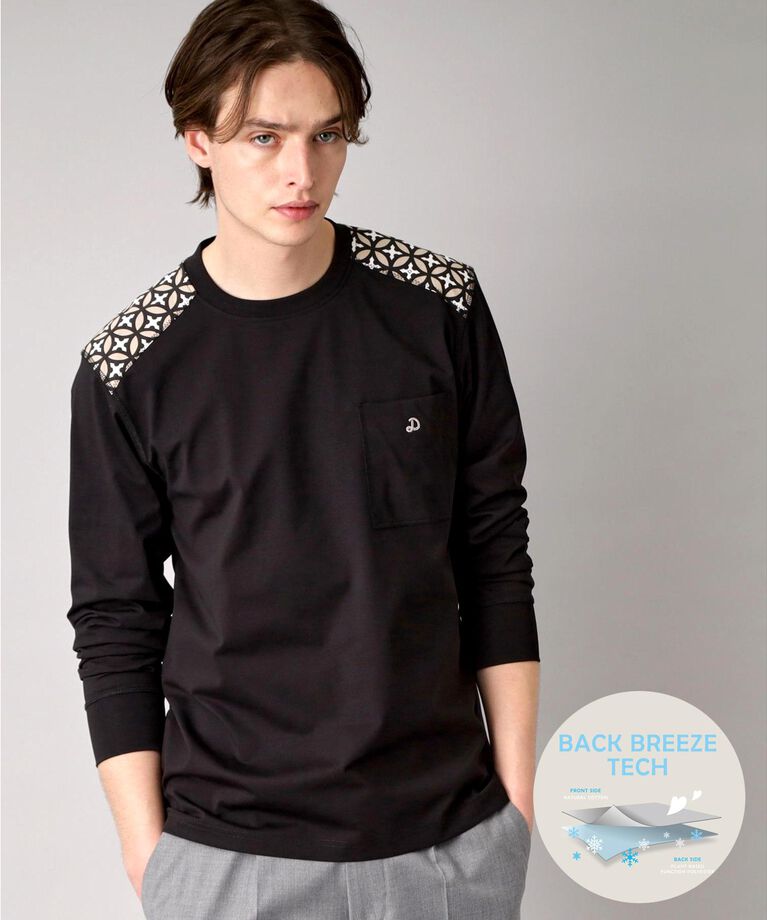 DRESSTERIOR「【接触冷感/UVカット】BACK BREEZE TECH ロングTシャツ」|Tシャツ・カットソー|ブラック(019)