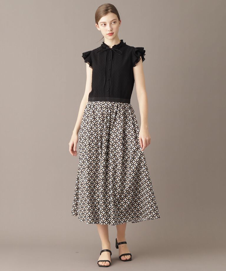DRESSTERIOR「【大人百花春号掲載 モデル美香さん着用】ドットジャカードオーバーラップコンビドレス」|ワンピース|
