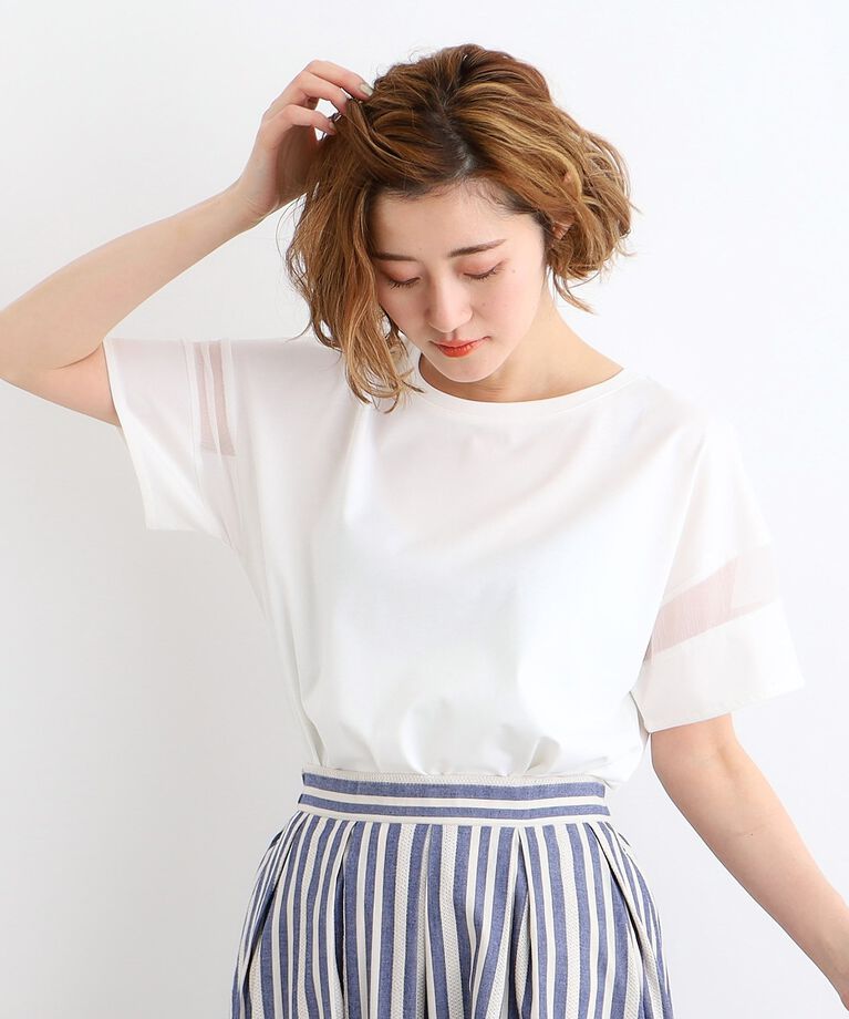 grove「【嬉しい多機能】COTTON USA 袖シアーTシャツ」|Tシャツ・カットソー|