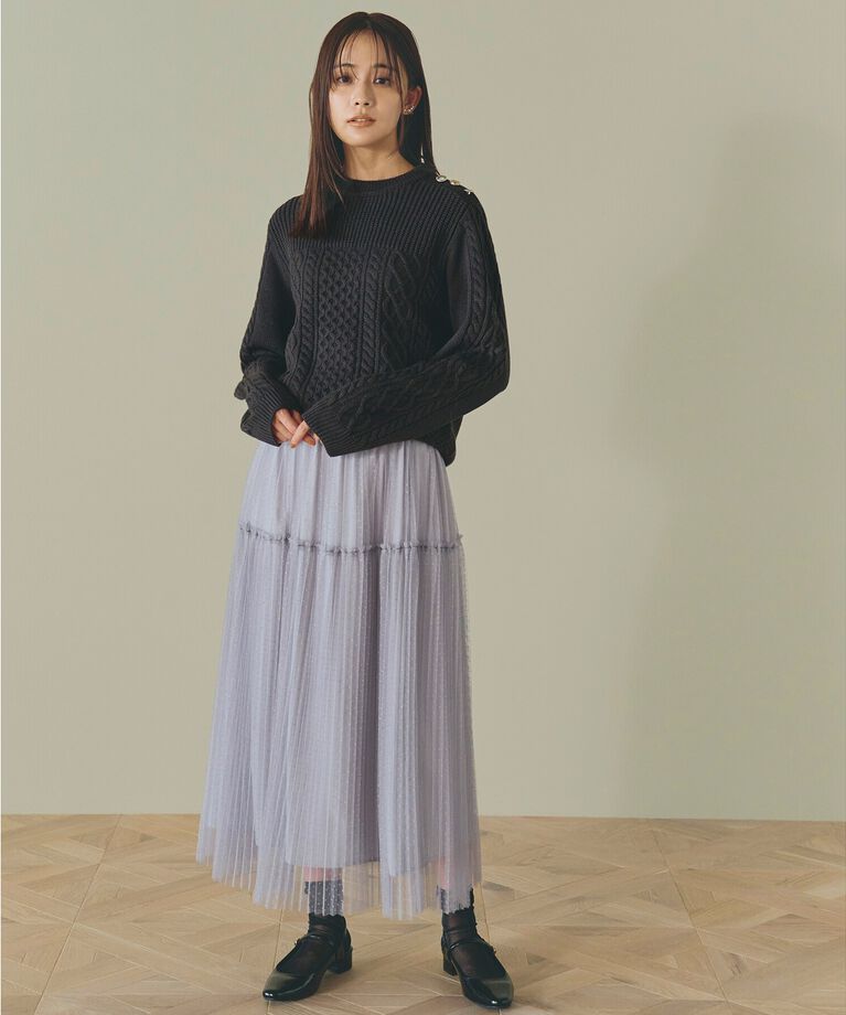 grove「ドットチュールプリーツスカート」|スカート|