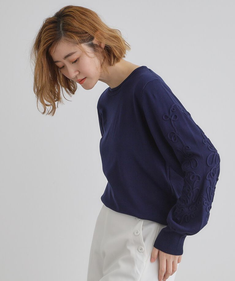 grove「袖コード刺繍ニットプルオーバー」|ニット・セーター|