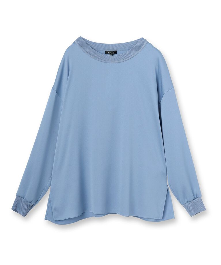 INDIVI「【洗える】異素材ドッキングトップス」|Tシャツ・カットソー|