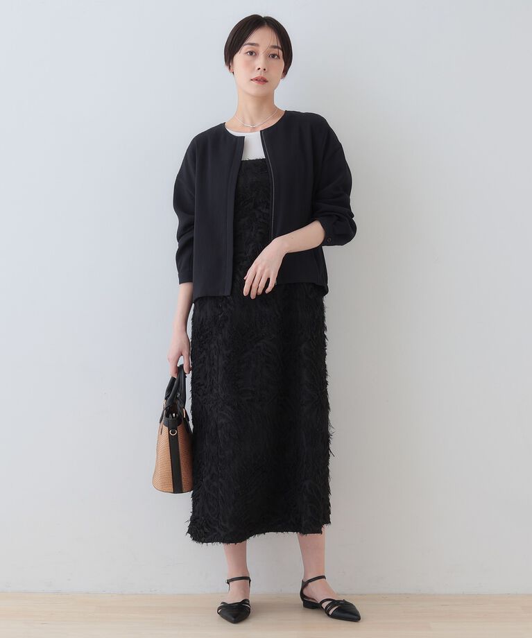 INDIVI「春SALE！【トレンド素材】シアーカットジャカード キャミワンピース」|ワンピース|