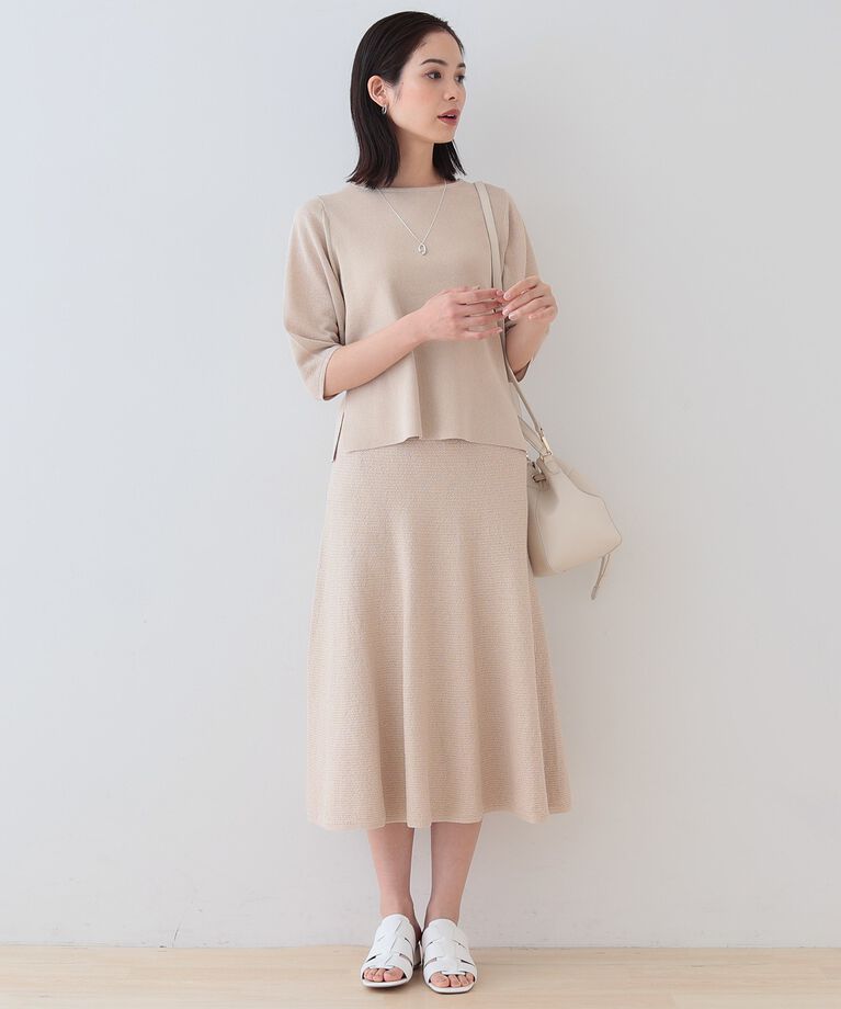 INDIVI「春SALE！【洗える／和紙混素材／SETUP可能】フレアスカート」|スカート|