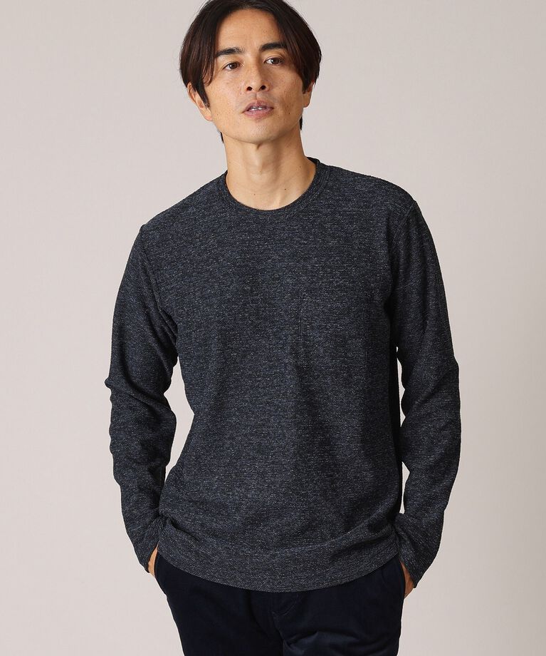 TAKEO KIKUCHI「【尾州織】ウールブレンド パイルカットソー」|Tシャツ・カットソー|ﾁｬｺｰﾙｸﾞﾚｰ(014)