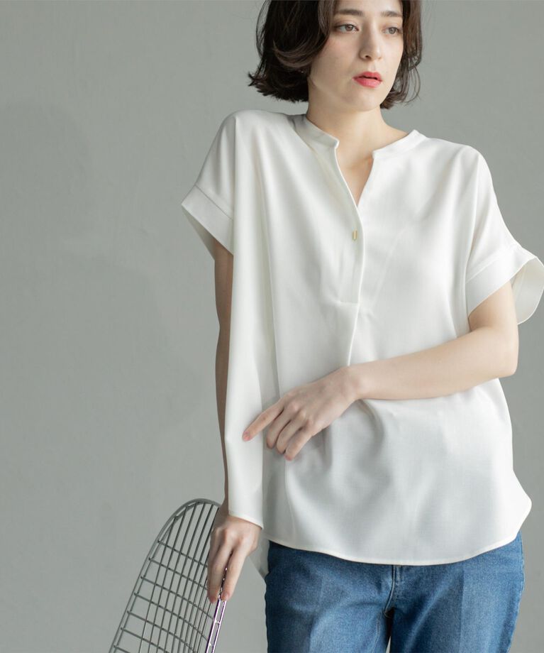 OPAQUE.CLIP「《7color/SS-LLsize》ストレッチスキッパーブラウス/セットアップ対応【洗濯機洗い可/防」|シャツ・ブラウス|
